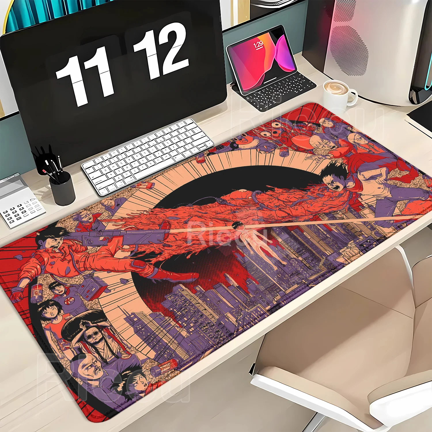 HD Large Anime AKIRA Mousepad Rubber Washable Anti-Slip Lock-Edge Tablemat PC Gamers Computer Keyboard Durable Speed Playmat Rug
