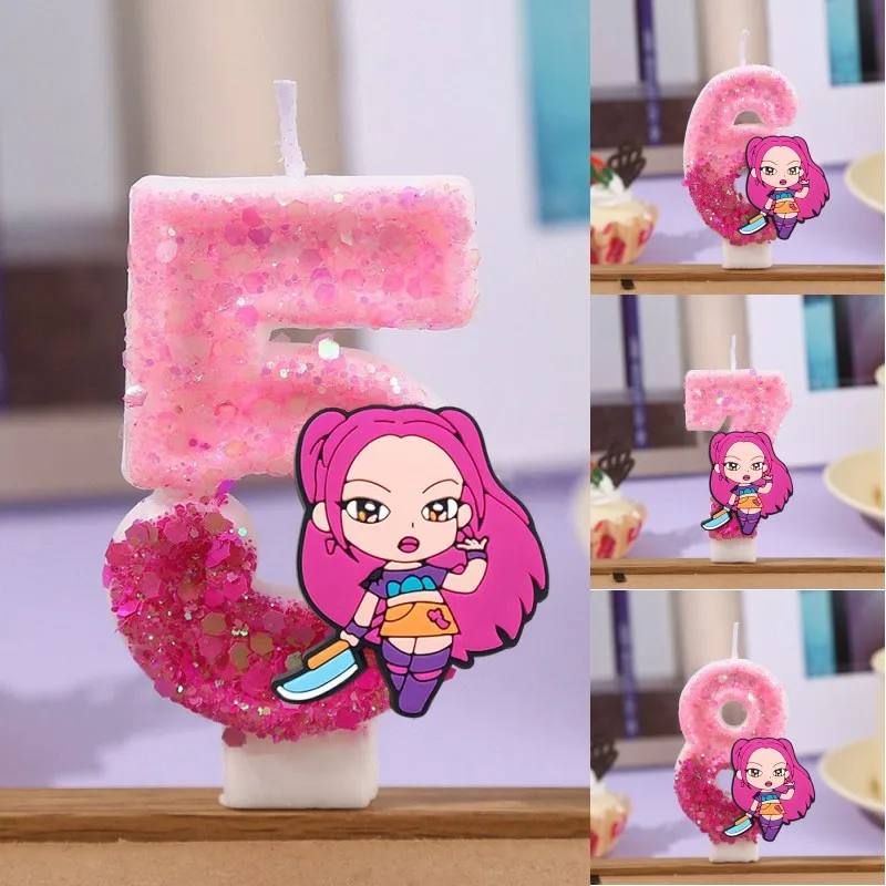 

0-9 Kpop Demon Hunters Theme Candles Cute for Kids Birthday Cake Toppers Baby Shower Anime Party Decorations Gift for Children