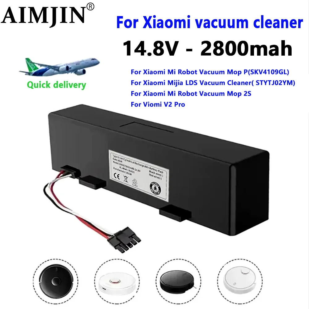 4S1P 14.8V 2800mAh Real capacity Sweeper Battery for Xiaomi Mijia Mi Robot Vacuum-Mop P Sweeping Mopping Robot STYTJ02YM Battery