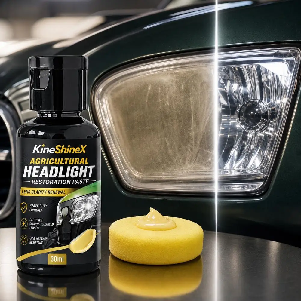 Professional car headlight repair paste - Easy-to-use car light maintenance kit, restore oxidized, yellowed, and blurry headligh