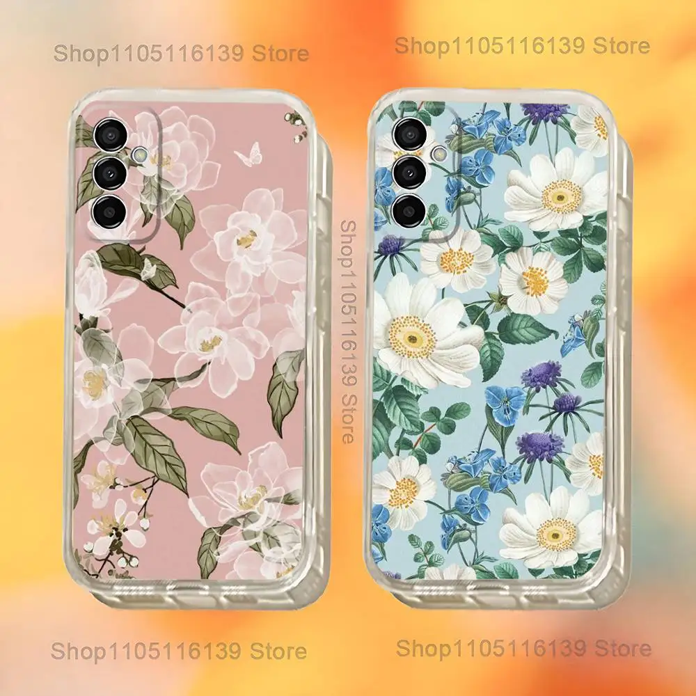 Custodia per telefono con motivi floreali vintage per Samsung S24,30,21,22,23,20 FE,lite,PIus,Ultra,5G,Nota,9.10 Cover trasparente