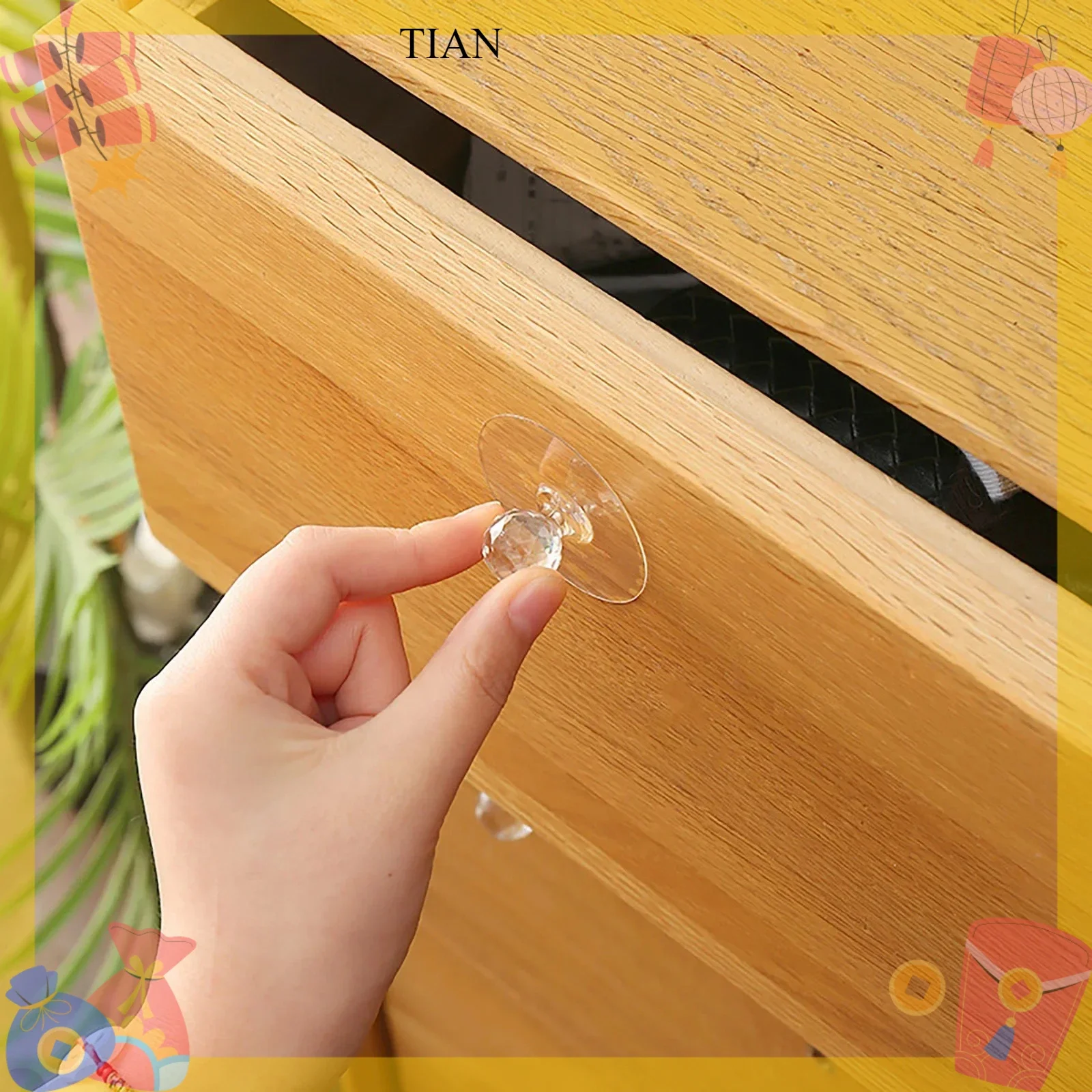 TIAN 2pcs invisible cabinet door handle cabinet door handle no punch sticker self-adhesive drawer cabinet wardrobe window handle