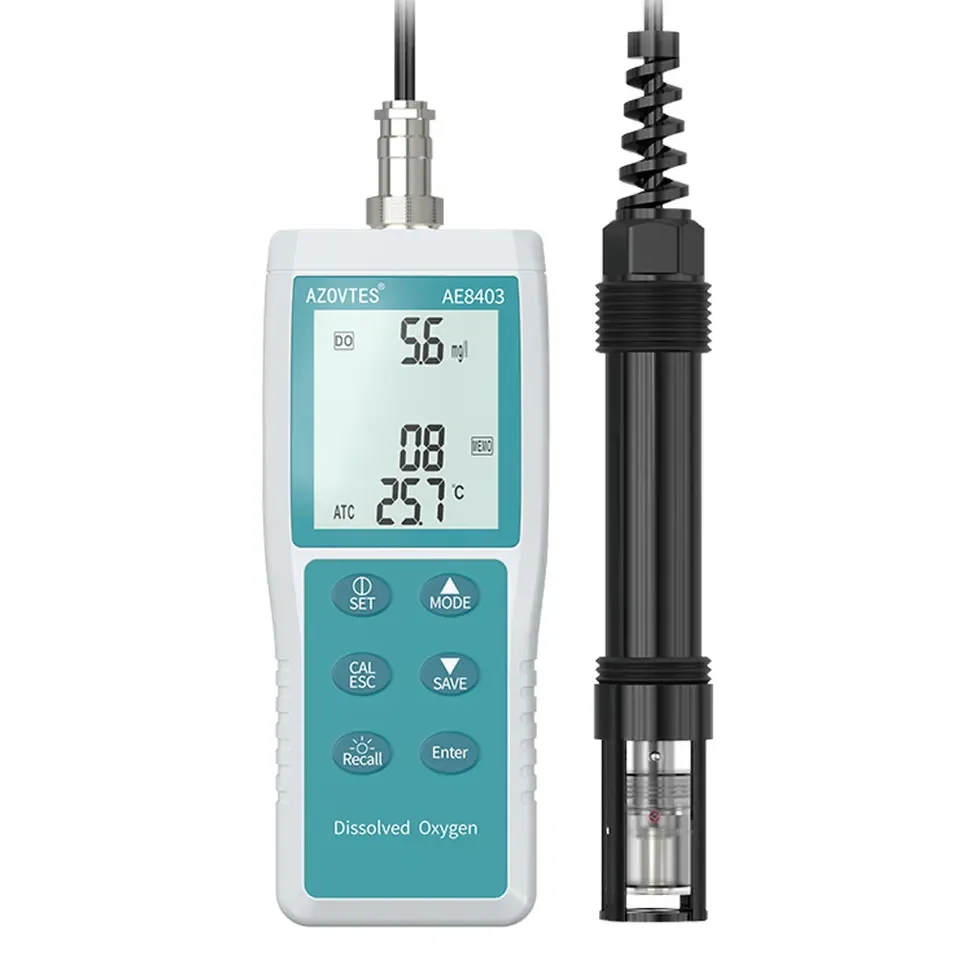 Digital Portable Dissolved Oxygen Meter AE8403 for Aquaculture Range 0.0~30.0mg/L Available in White/Teal/Black