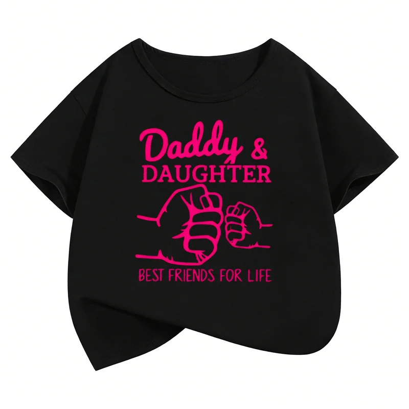 Daddys Daughter Best Friends for Life Lovely T Shirts Graphic Kids Children's T-shirt Girls Summer Spring Casual Top Tee