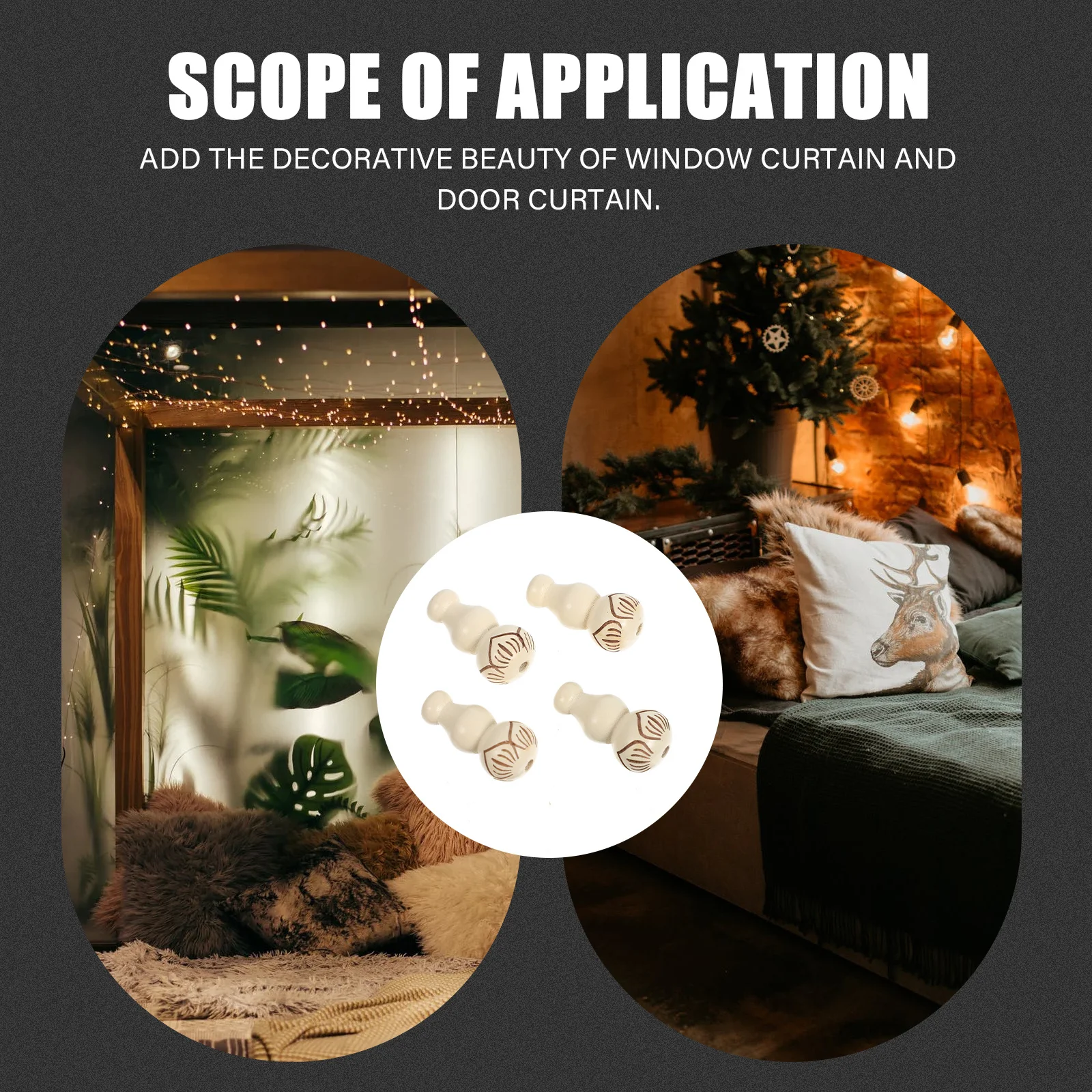 

200Pcs Natural Wood Gourd Beads Curtain Decorative Accessories Elegant Design for Household Cafe Hotel