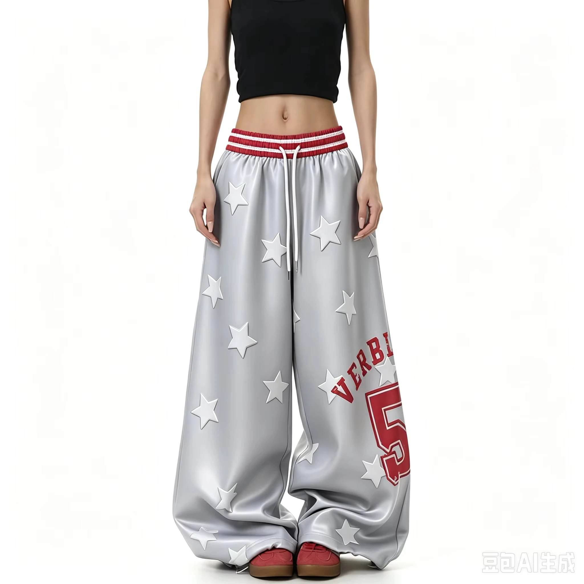 2026Unisex Star Letter 3D Print Straight Pants, Men Women Quick Dry Casual Trousers, Elastic Waist White Streetwear Sports Pants