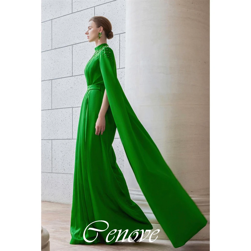 Cenove 2024 Arab Dubai A-Line O Neckline Prom Dress Ankle-Length With Shawl Evening Fashion Elegant Party Dress For Women