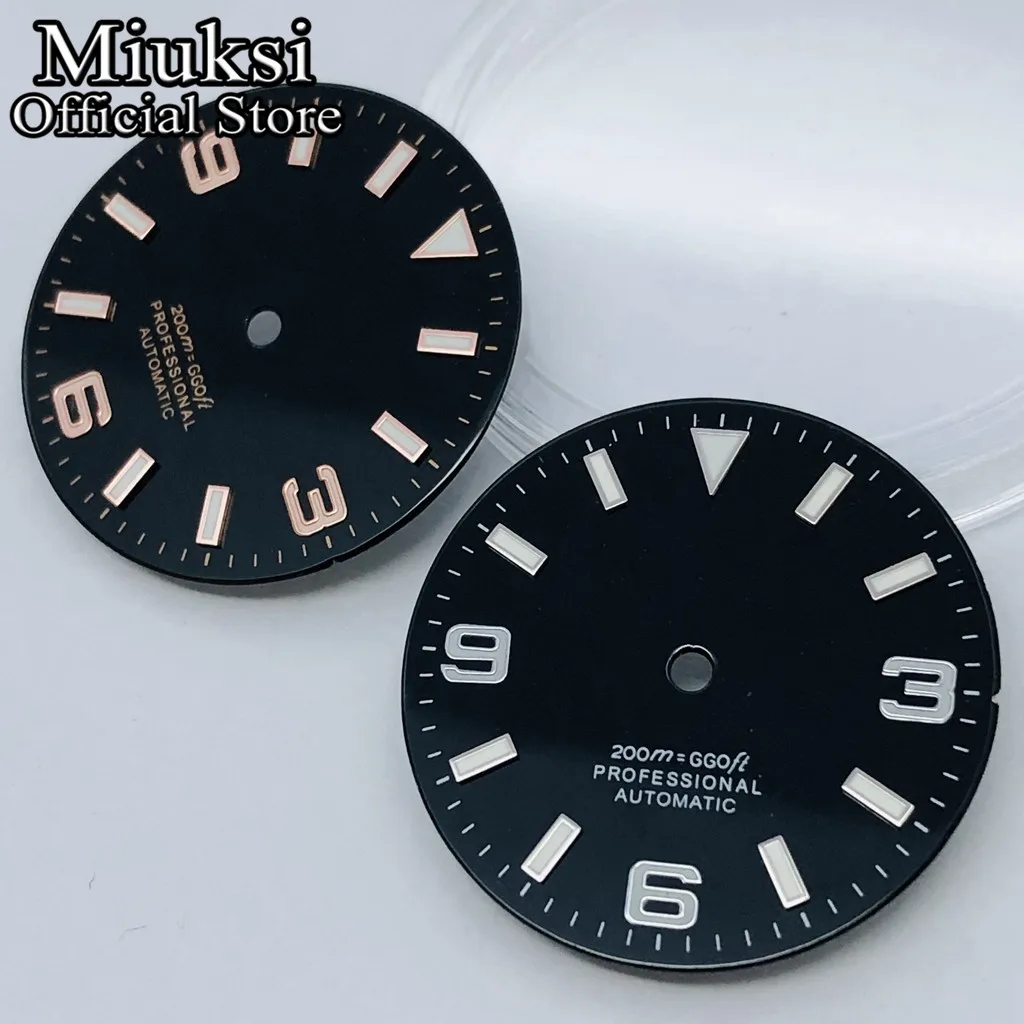 Miuksi 29mm black green yellow red silver orange watch dial luminous fit NH35 NH36 ETA2824 2836 Miyota8215 DG2813 3804 movement