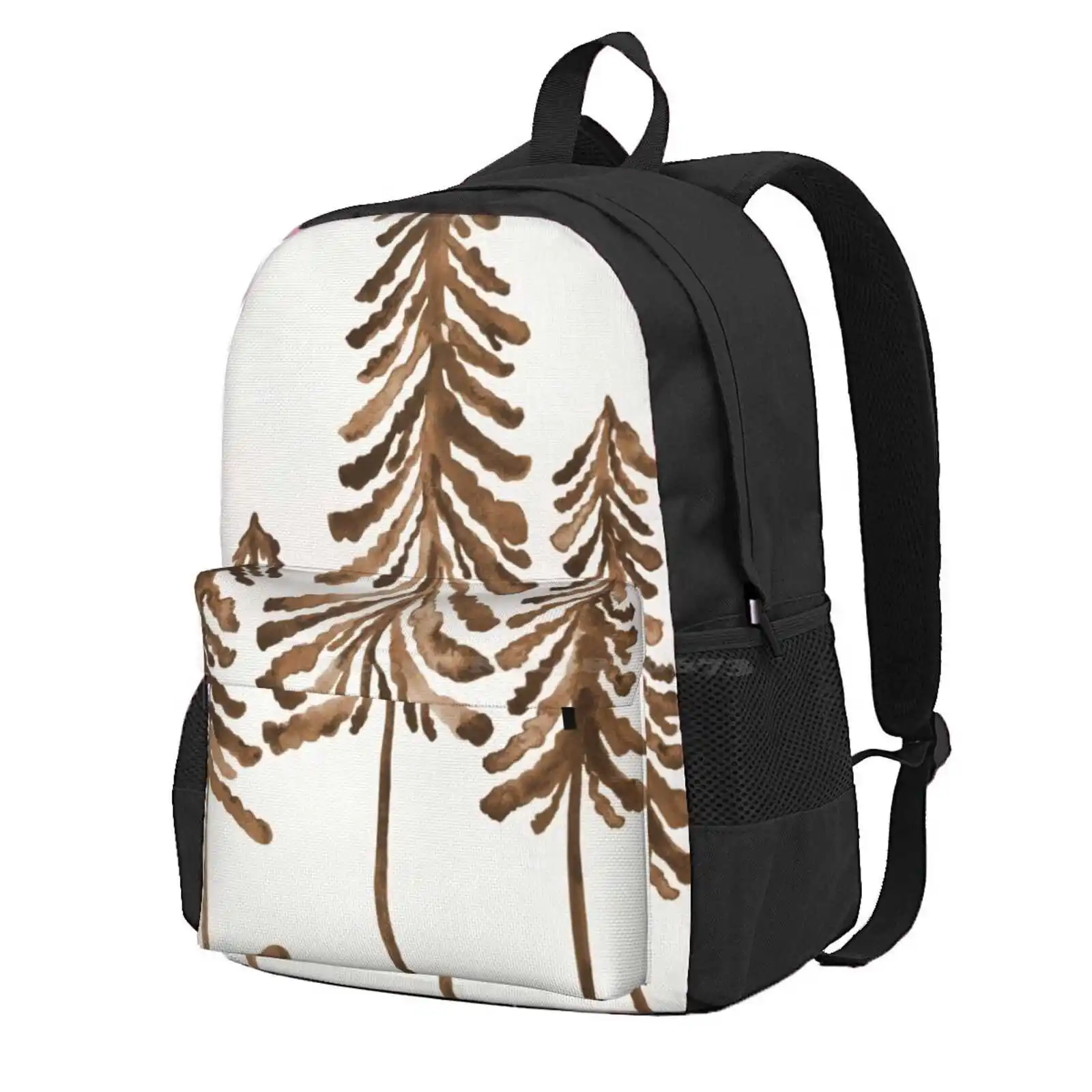 Pine Trees – Sepia Palette Hot Sale Schoolbag Backpack Fashion Bags Pine Trees Forest Evergreen Trees Aspen Colorado Rockies