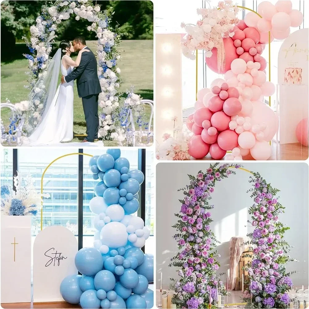 Wedding Arch Backdrop Stand Balloon Arched Frame for Ceremony Birthday Party Graduation, 7.2x4FT Metal Gold