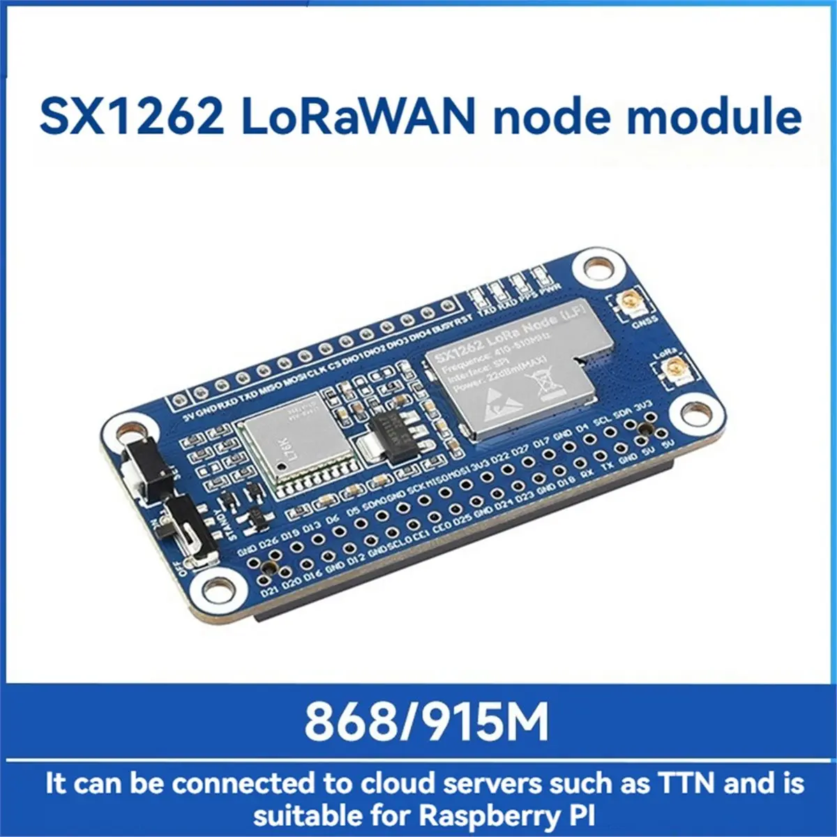 computer SX1262 868/915M LoRaWAN HAT Node Module for Raspberry Pi with Suction Cup Antenna for IoT Long-Range Communication
