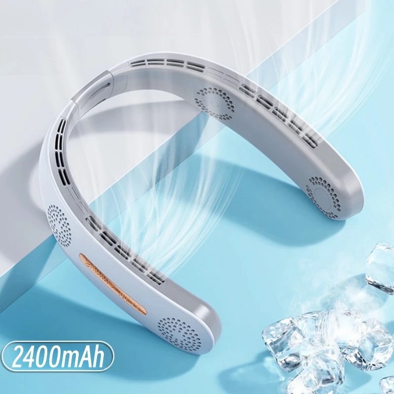 

Hanging Neck Fan 2400mAh USB Rechargeable Bladeless Neckband Fan Portable Mini Air Cooler USB Electric Ventilador Sports Travel