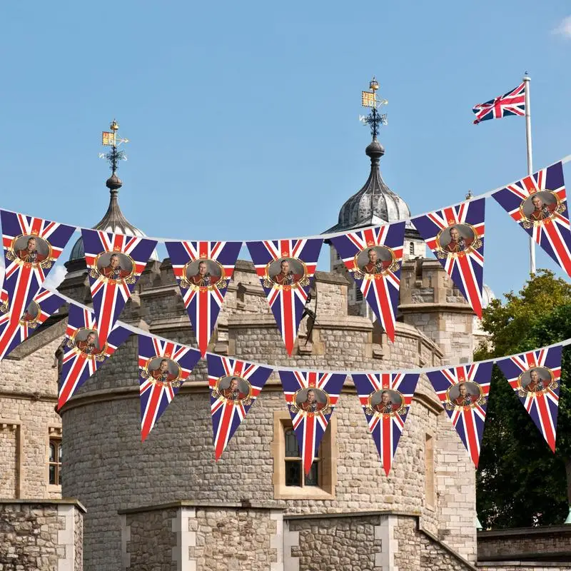 King Charles Coronation 2023 Party Decorations King Charles III British Triangle Flags May 6th Celebration Of The Royal