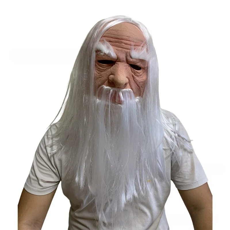 محاكاة سيليكون شخصية الرجل العجوز قناع أصلع الجد أقنعة معالج الشعر الأبيض الجدة أغطية الرأس هالوين Coaplyay الدعائم #6