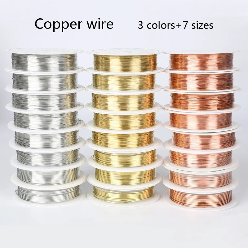 1 Roll 0.2/0.3/0.4/0.5/0.6/0.8/1mm Copper Wire Jewelry Making Round 20 Gauge Craft DIY Colored Enameled Copper Red/Silver/Gold