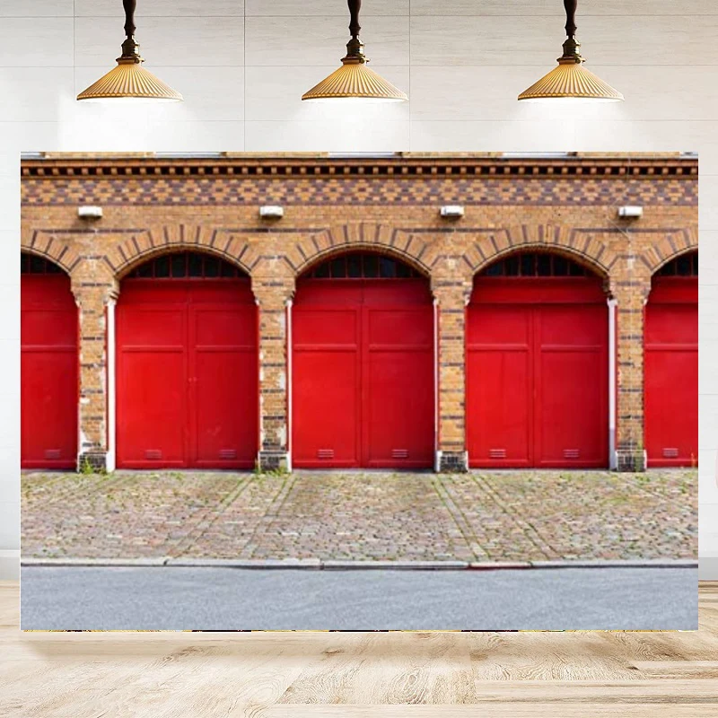 

Fire Department For Photography Backdrop Front Door Firefighter Background Kids Adult Travel Photo Booth Shoot Studio Props