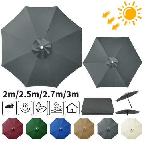 Toldo de Repuesto para Sombrilla de 6/8 Varillas, Impermeable, Resistente a la Intemperie, Anti-UV, Cubierta de Repuesto para Sombrilla de Patio Grande