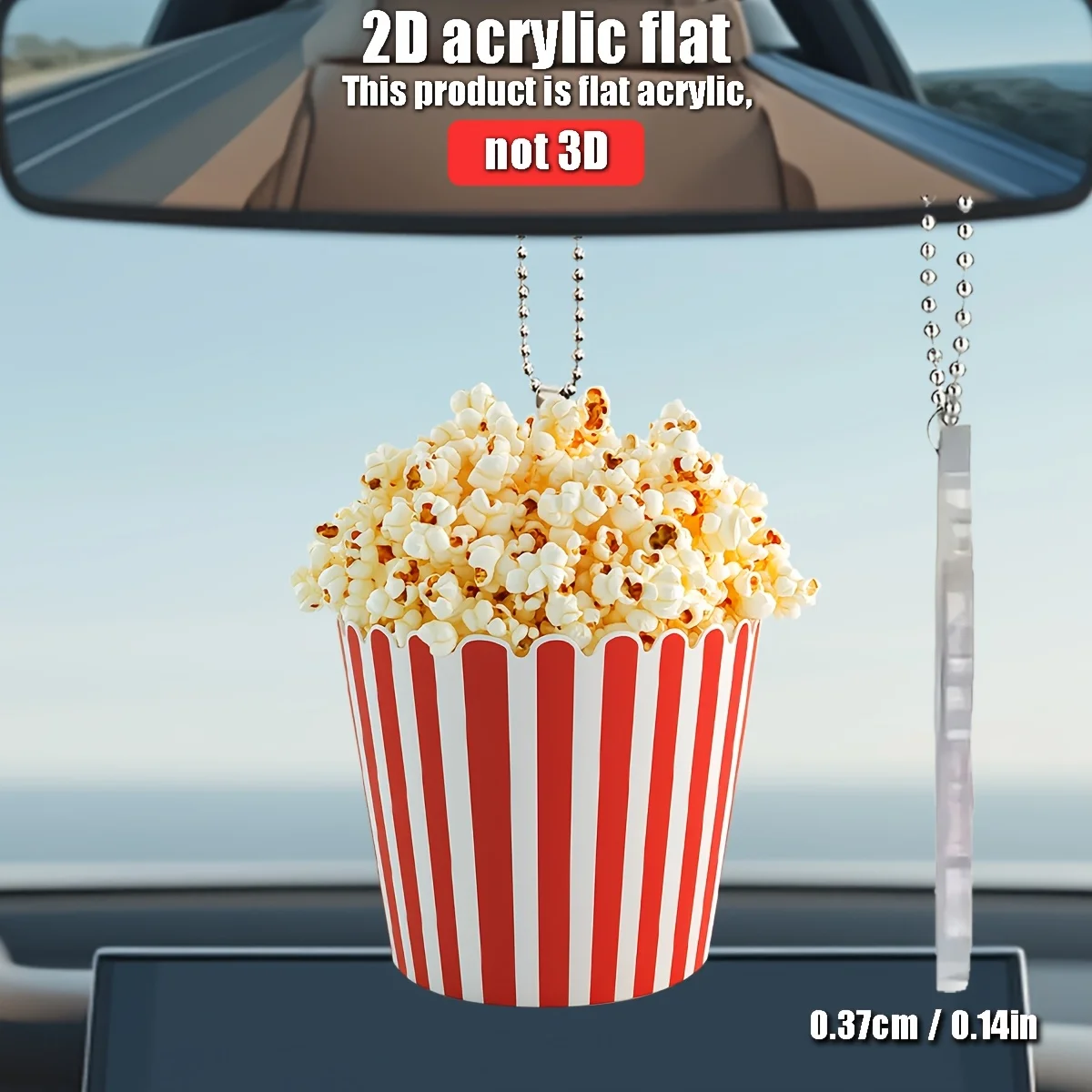 Class 2D Acrylic Popcorn Flat Bucket Hanging Decor Car Ornament Fun Home Decor Backpack Accessory Keychain Perfect Gift 1PCS