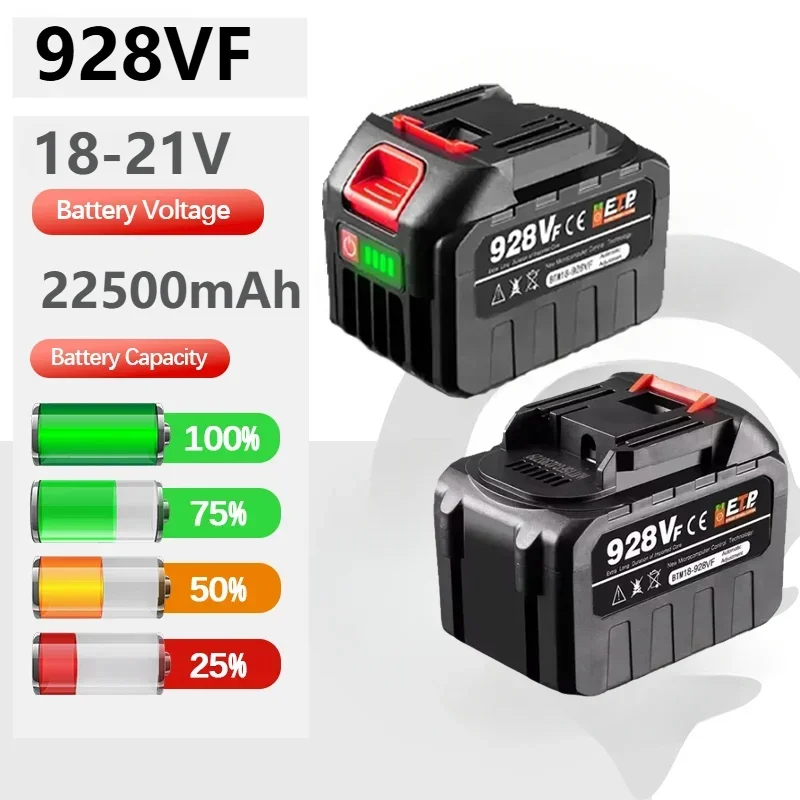 

18V 21V 928VF Battery 20V 22500mah Rechargeable Lithium Ion Battery with Capacity Indicator for Makita Electric Power Tool