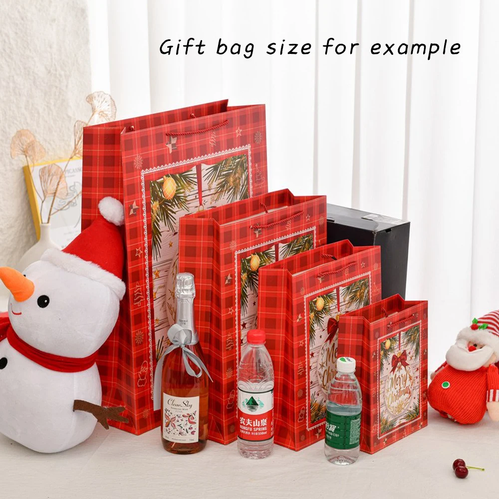 4Pcs Christmas Gift Bags Handbags With Drawstring Santa Candy Cookies Candy Packing Bag XL/L/M/S Christmas Tote Bags