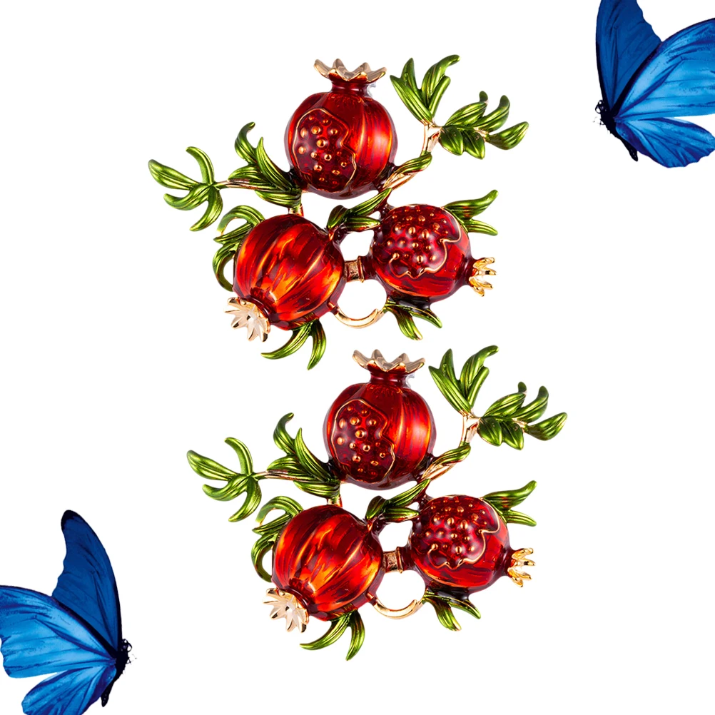 2 spille per all'occhiello, spilla in lega di melograno, elegante versione coreana rossa