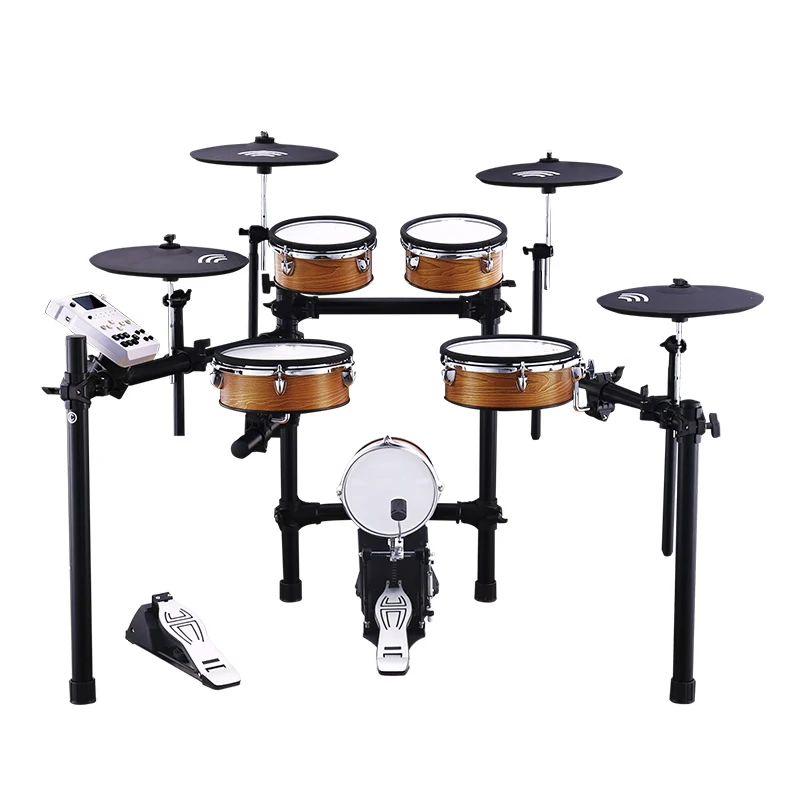 Portable Electronic Drum Double Mesh Folding Solid Wood Cavity Full Silicone Cymbals Independent Snare True Drum Pedal