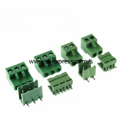 2Sets 5.08 HT5.08mm Pitch 2/3/4/5P/6/7-12P Screw Plug-in PCB Terminal Block Straight/Right Angle Pin Pluggable Bornier Connector