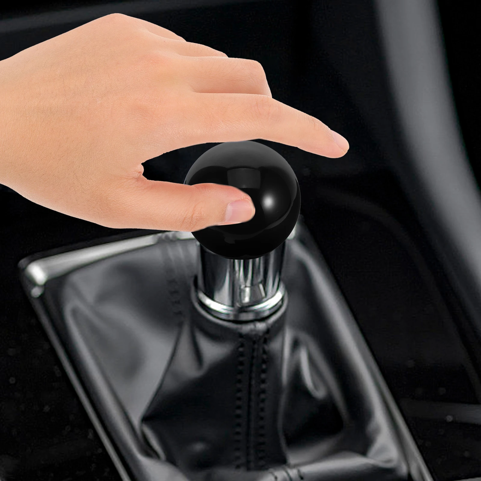 

Car Gear Head Shift Knob H Manual Lever Automatic Shifter Acrylic Black Adapter Durable Metal Round Style Easy Installation
