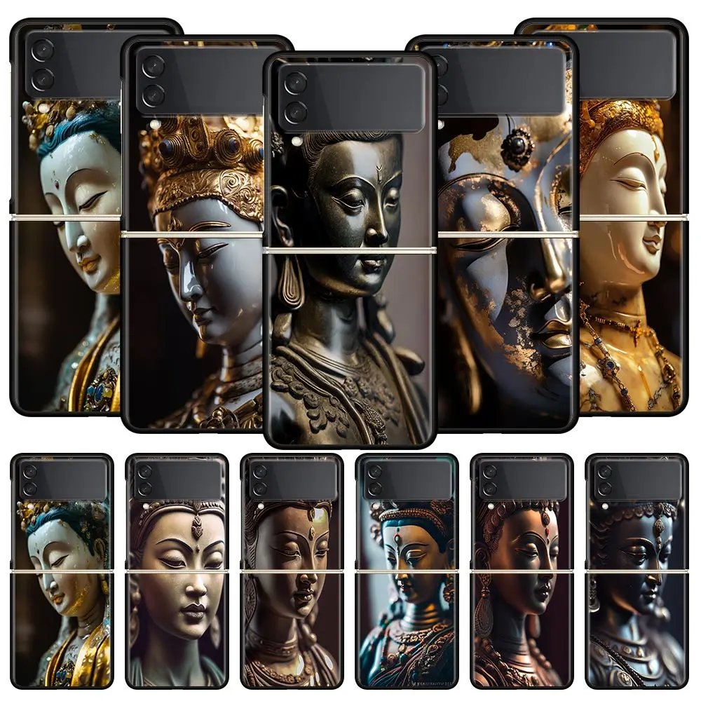 Phone Case for Samsung Galaxy Z Flip 3 4 5 6 7 Folding Shell For Samsung Z Flip4 PC Hard Cover Buddha Bodhisattva Faith