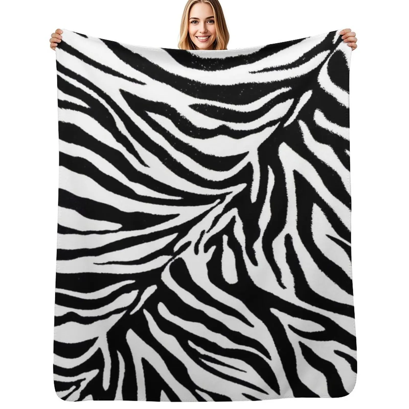 Zebra Stripe 1 Black and White Throw Blanket Soft Plaid Personalized Gift Luxury Thicken for winter Fashion Sofas Blankets