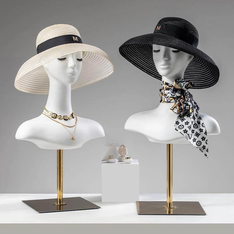 Clothing store head mold props women's model hat wig jewelry rack scarf rack headscarf necklace window display rack