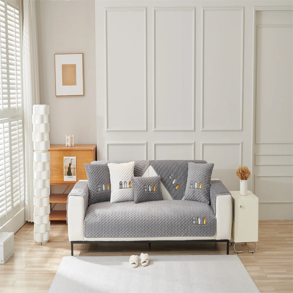 Plush Sofa Cushion Non-slip Thickened Sofa Towel Simple Modern Sofa Cover