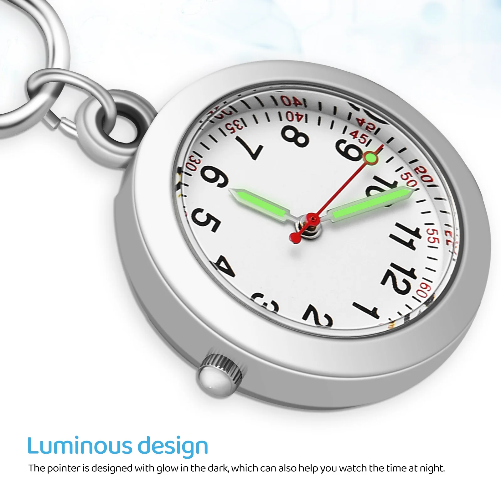 

Compact Nurse Fob Watch with Keyring and Clip-On Band Small Pocket Timepiece for Medical Staff Women