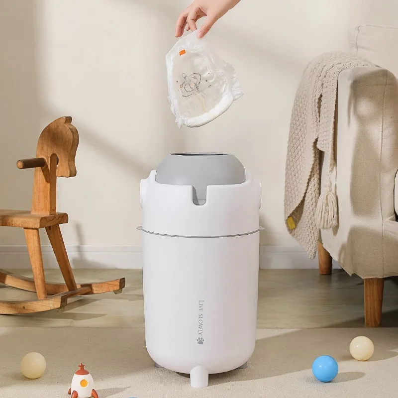 Anti Odor Diaper Trash Can Cute Large Capacity Trash Bin Creative Design Portable Garbage Cans Baby Room Litter Bins with Lid