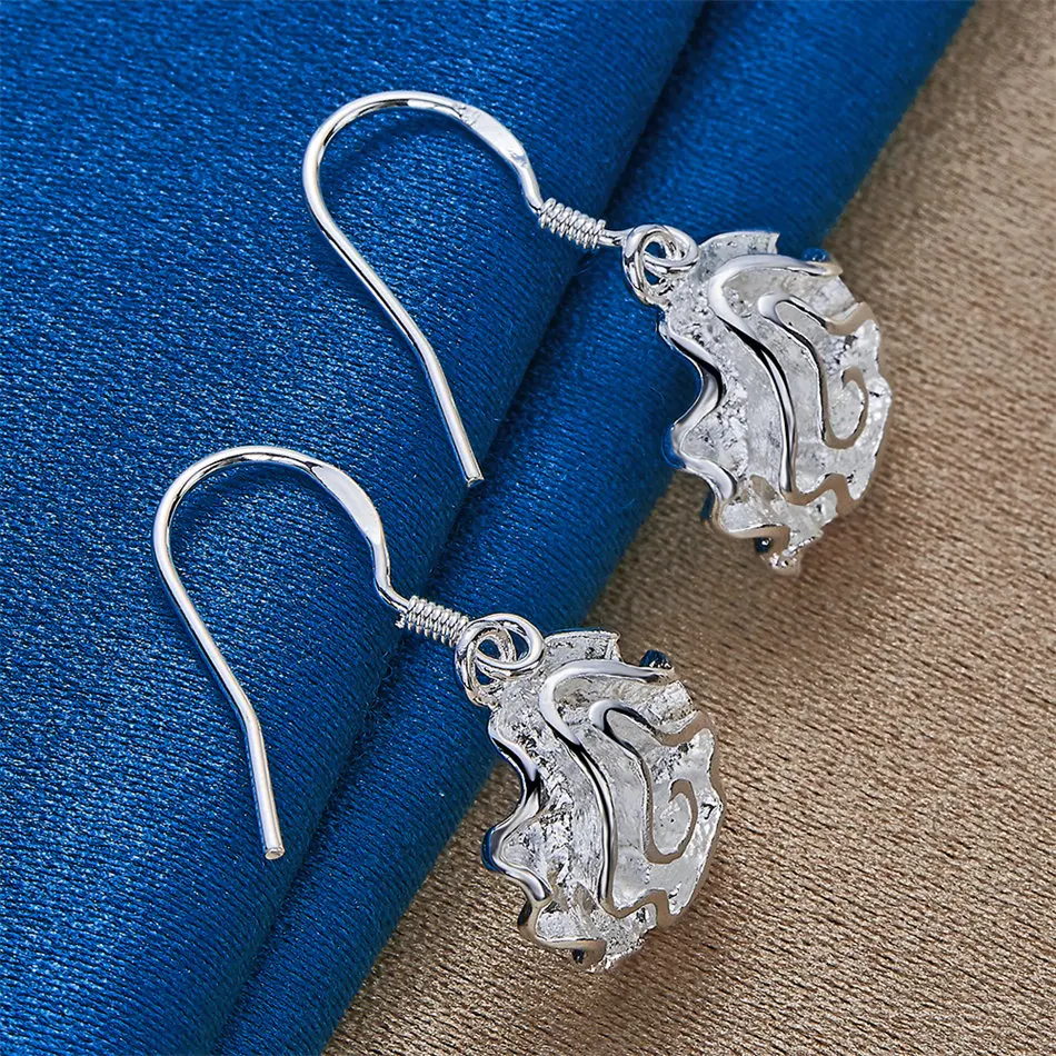 Boucles d'oreilles roses en argent sterling 925 pour femmes, 28MM, accessoires de mode, bijoux élégants pour fête de mariage, flambant neufs
