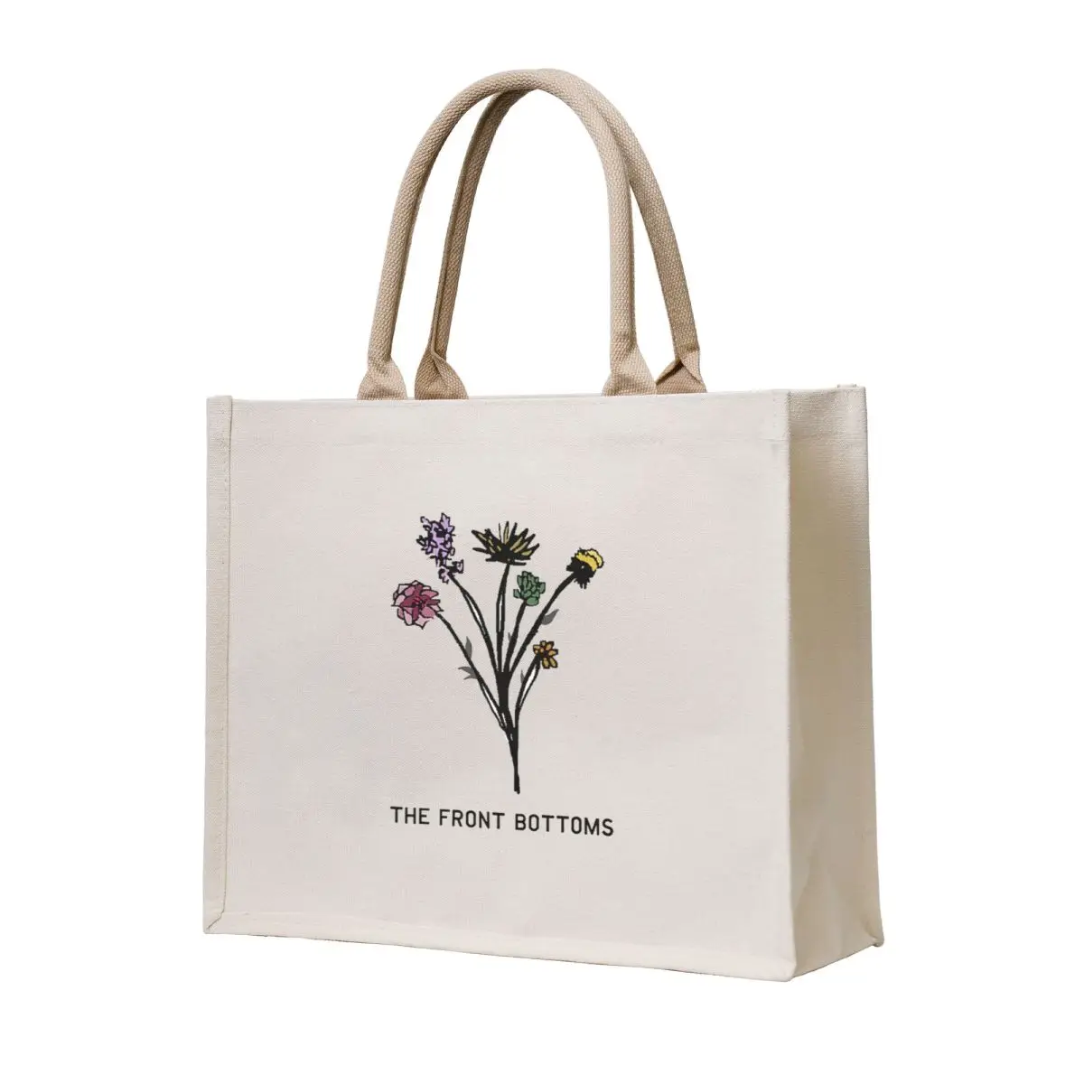 

Plastic Flowers Tote Bag Canvas stote bag Beach bag foldable reusable shopping logo