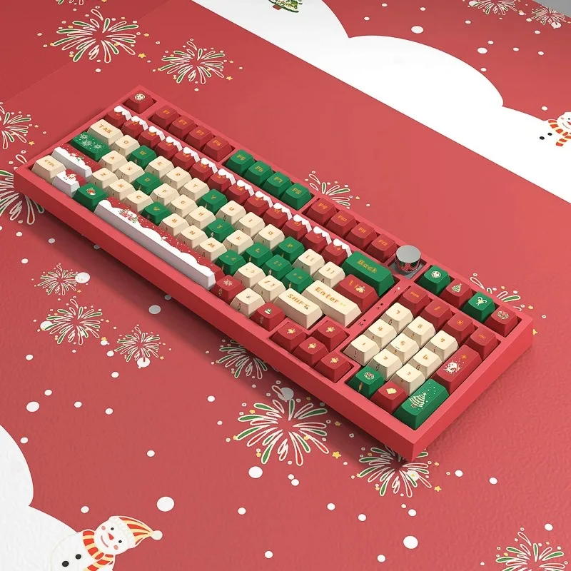 MiFuny Merry Christmas Theme Keycaps Side Engraving Cherry Profile Custom PBT Key Caps for Mechanical Keyboard Accessories Gifts