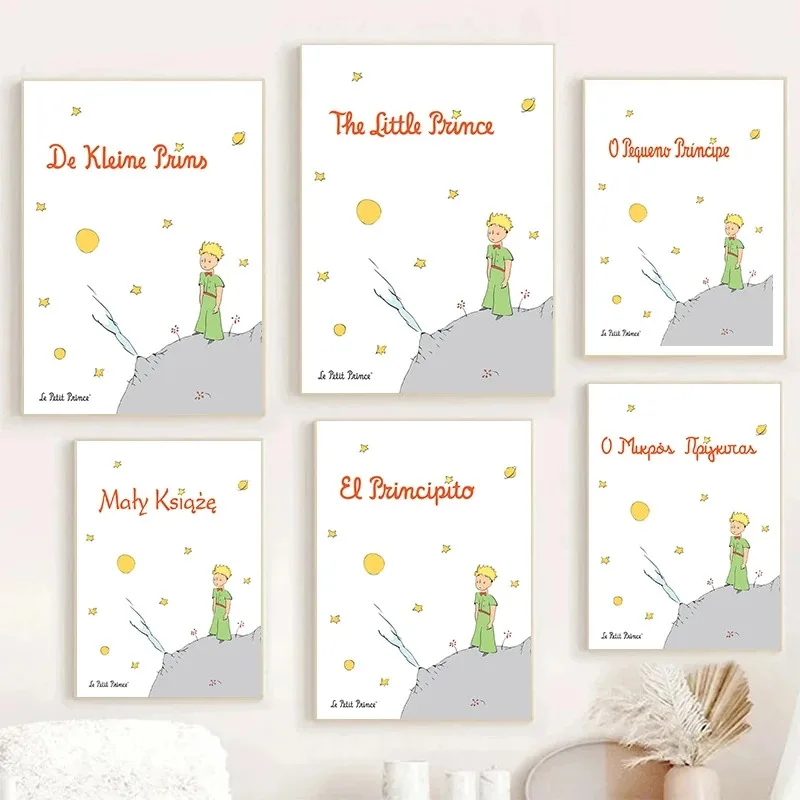 The Little Prince Different Languages Book Cover Posters and Prints Canvas Printing Wall Art Picture for Nursery Home Decor Gift