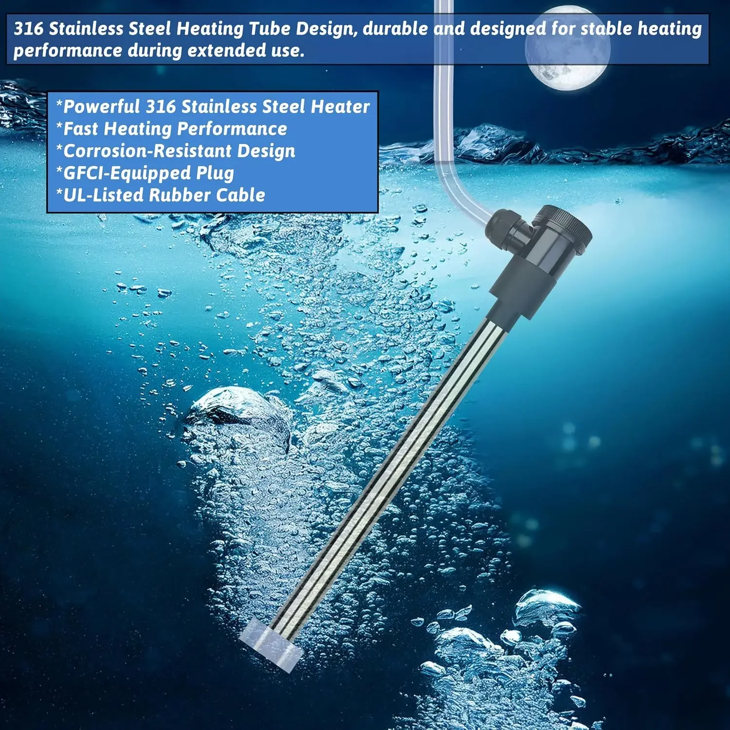 1500W Submersible Water Heater Portable Electric Pool and Hot Tub Immersion Water Heater with Temp Control, WiFi Timer for Infla