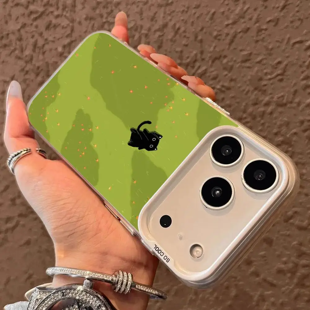 حافظة هاتف القطة في الحديقة لهاتف آيفون 17 16 15 14 13 12 11 برو/ ماكس/بلس غطاء خلفي مقاوم للصدمات مضاد للبصمة