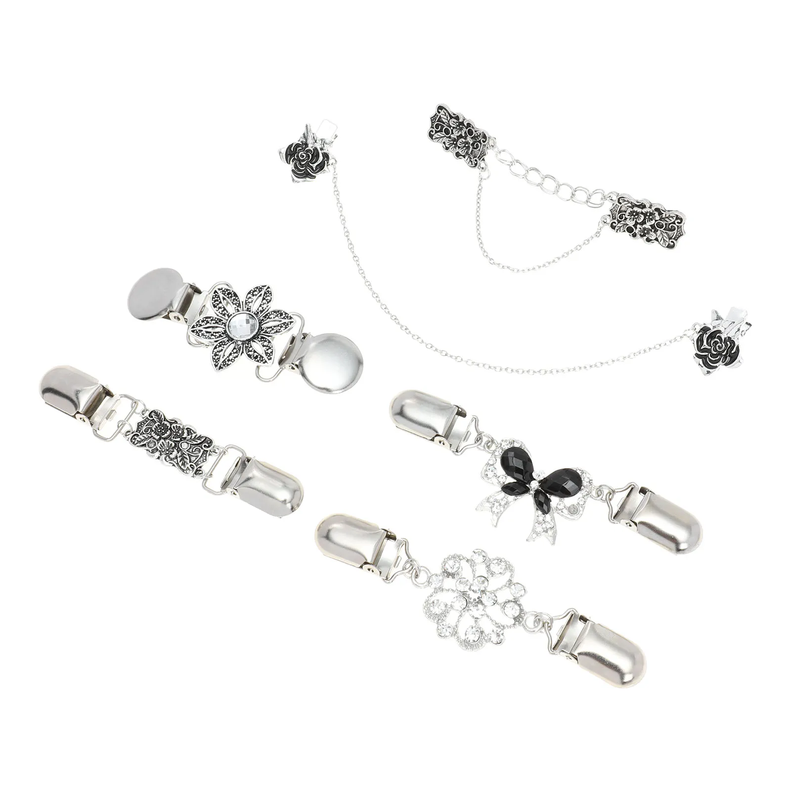 

6pcs Shawl Vintage Rhinestone Brooch For Women Scarf Fasteners Dress Shirt Sweater Scarf Shawl Clamp Clothing Clips Retro