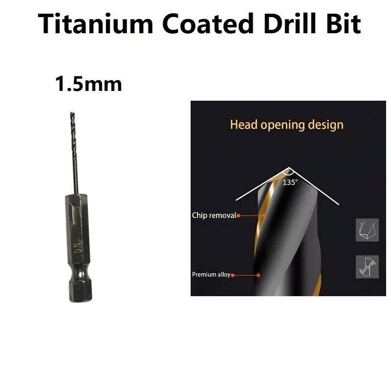 Nueva práctica broca vástago hexagonal 1/4 para aluminio/madera reemplazo de acero de alta velocidad recubierto de titanio 1,5-6,5mm
