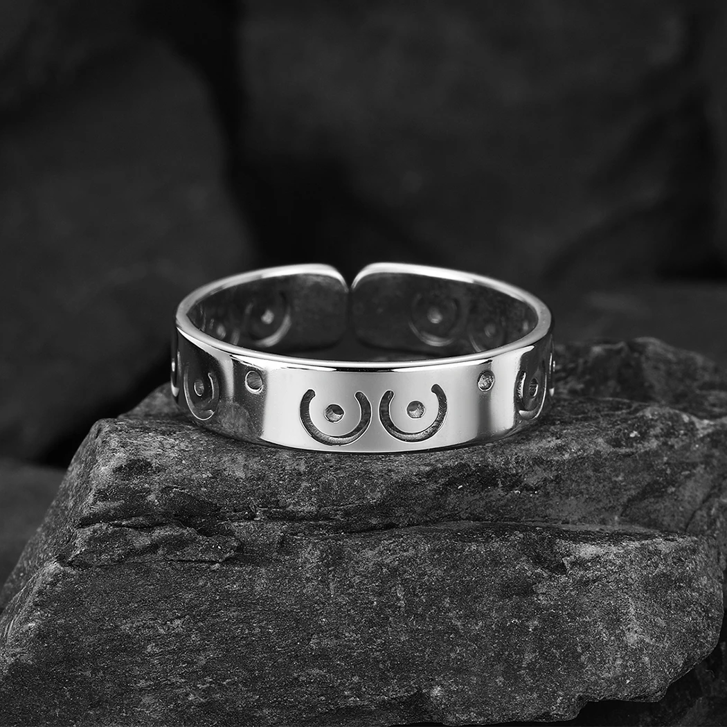 Kinitial April Stainless Steel Hand Sign Ring - \