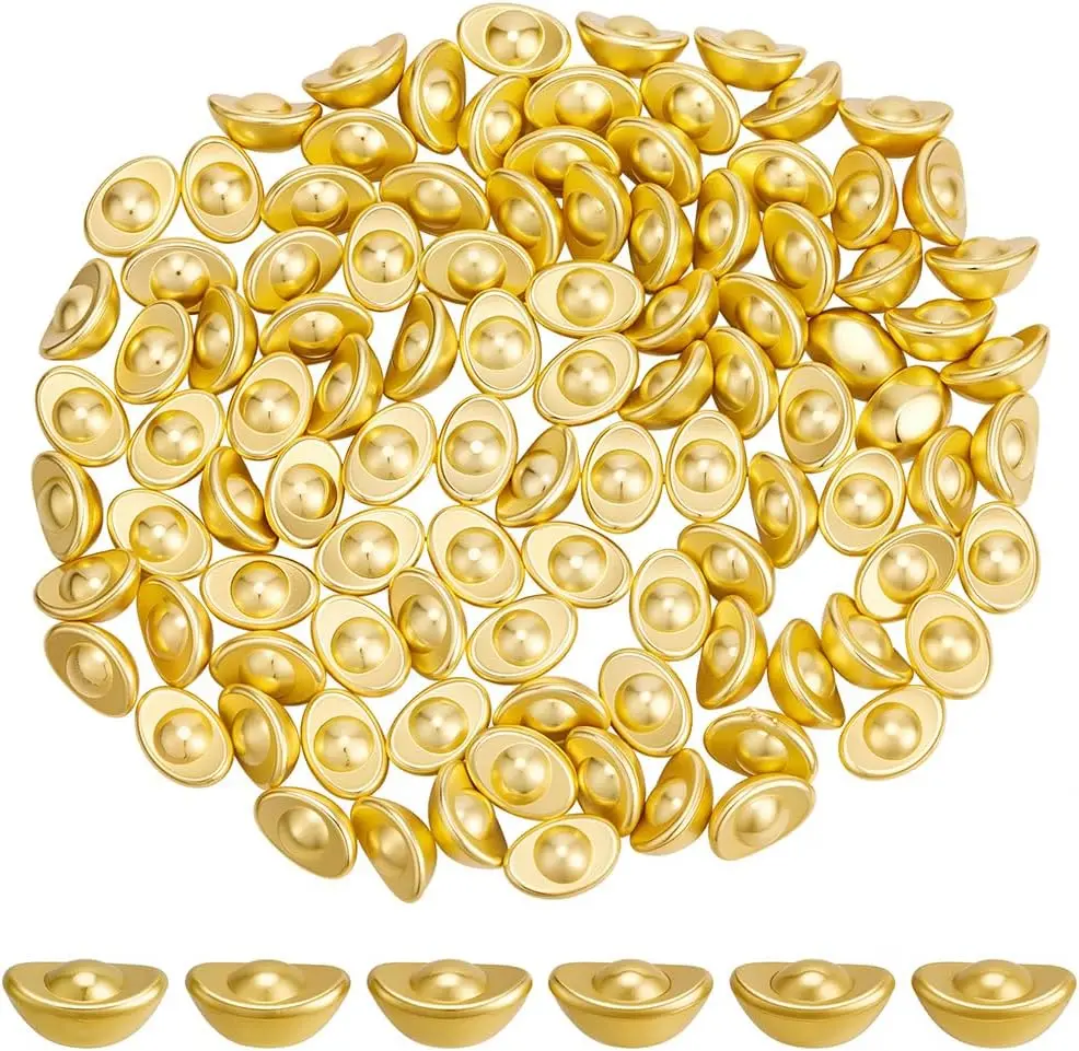 100 Piezas de Mini Yuan Bao Decorativos, Coleccionables Chinos de Feng Shui, Adornos de Dinero que Atraen Riqueza y Suerte, Decoración para el Hogar