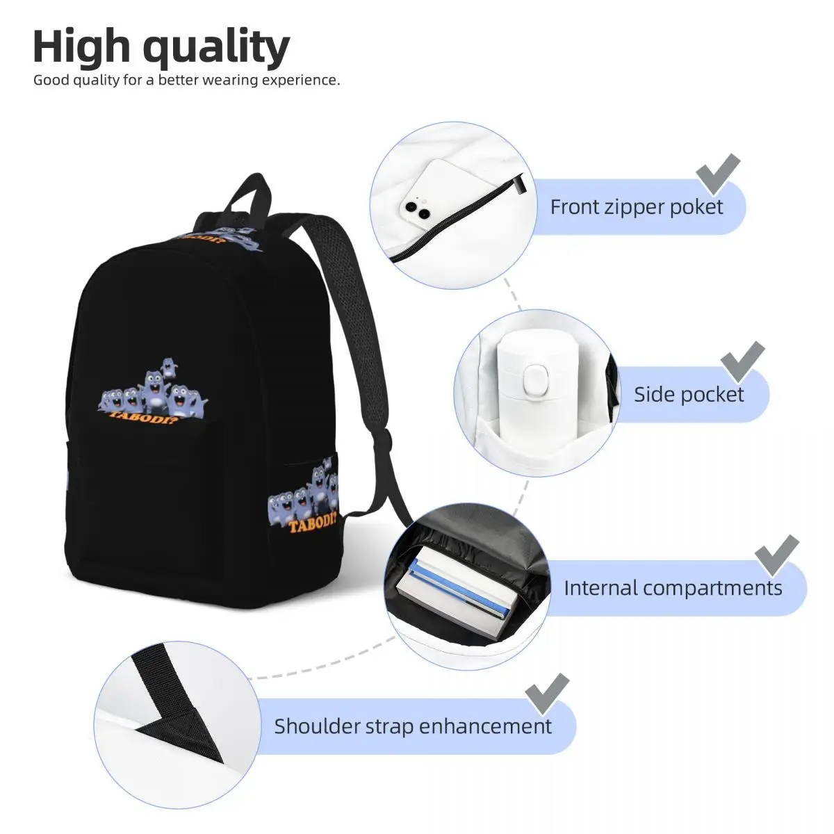 Grizzy And The Lemmings Tabodi Student Backpack School Bag Hiking Travel Daypack for Boys Girls Bookbag Shoulder Bags