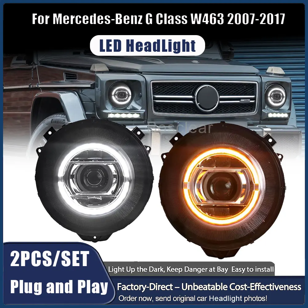 For Mercedes-Benz W463 G65 Modified Full Emitting Diode Geometric Beam Headlamp Car Modified Headlamp G500 G550 G63 Car Headlamp
