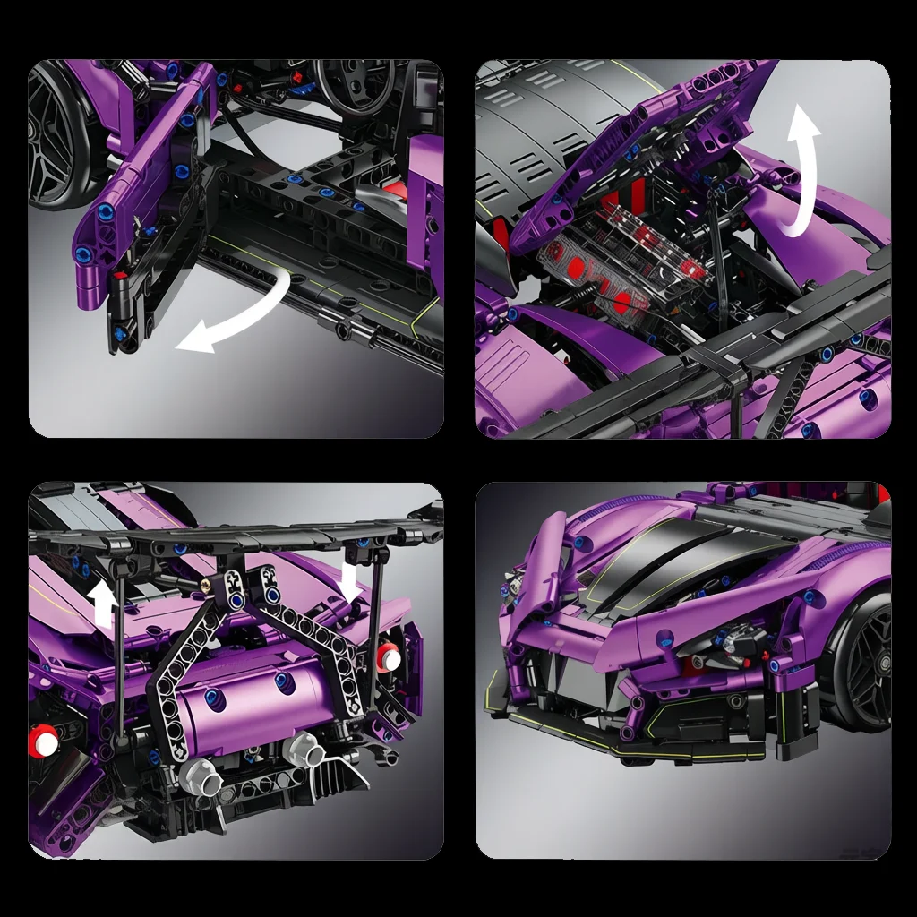 Technisches 1:10 Maßstab Fahrzeug-Rennbausatz Senna GTR Konzept Supersportwagen-Modell Supercar RC Spielzeug Konstruktionsbaustein – Detail 5