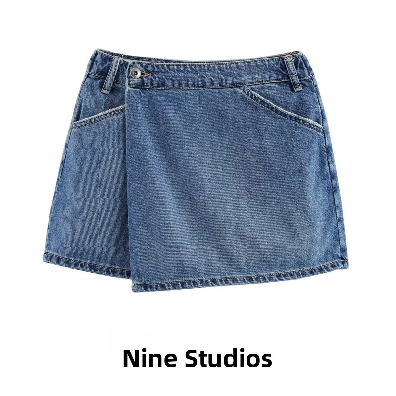 

Nine Za Retro High Waist Denim orts Casual Women's Faion Autumn 2025 ature High Waist Jeans orts