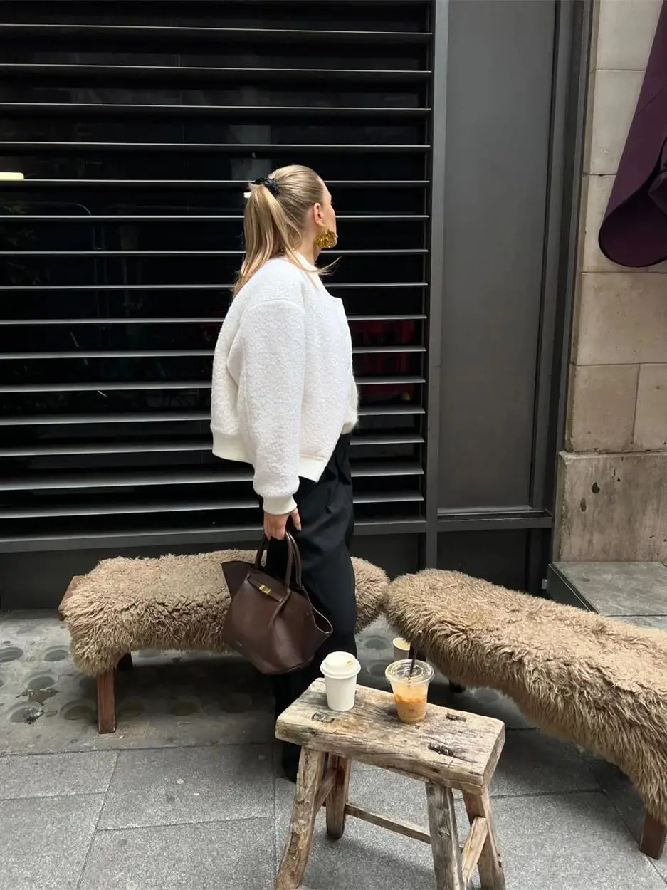 

Women Bomber Jacket Female Ladies Elegant Autumn Winter Jacket Women Coat Buttons Long Sleeve Warm Streetwear Coats Loose Tops