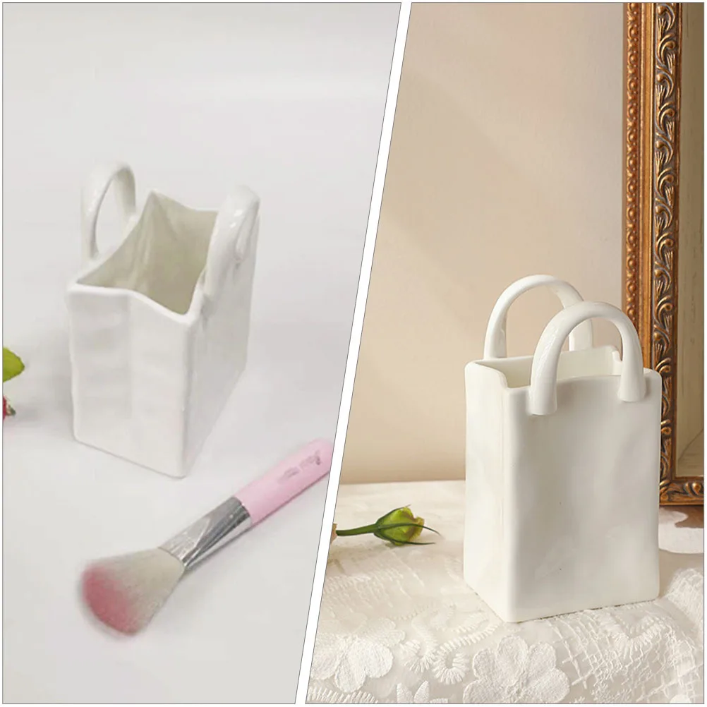 السيراميك محفظة شكل زهرية حقيبة يد تصميم حامل القلم الزخرفية فرشاة الحاويات فريدة من نوعها زهرة زهرية طاولة صغيرة الديكور مكتب